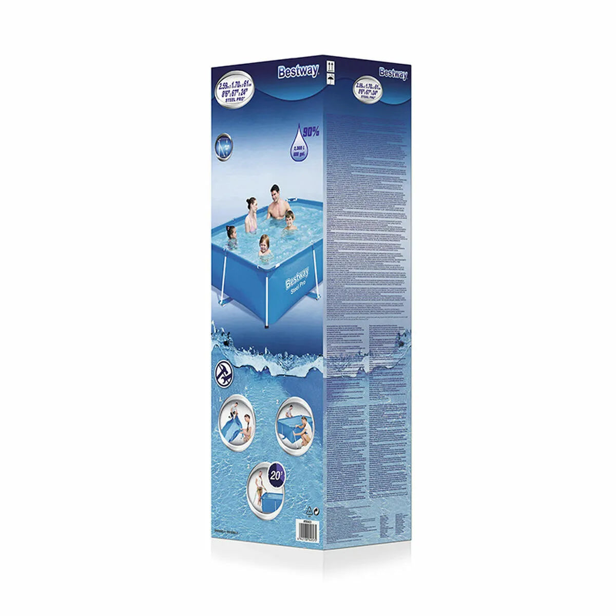 Bestway Piscina Desmontable Rectangular 259x170x61 Cm Azul de Jardín - Imagen 2