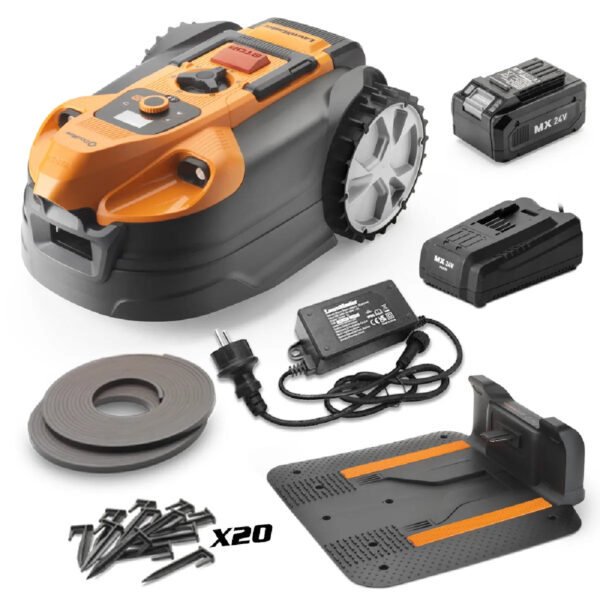 Lawnmaster Robot Cortacésped 24V sin Cable con Estación 600 m²