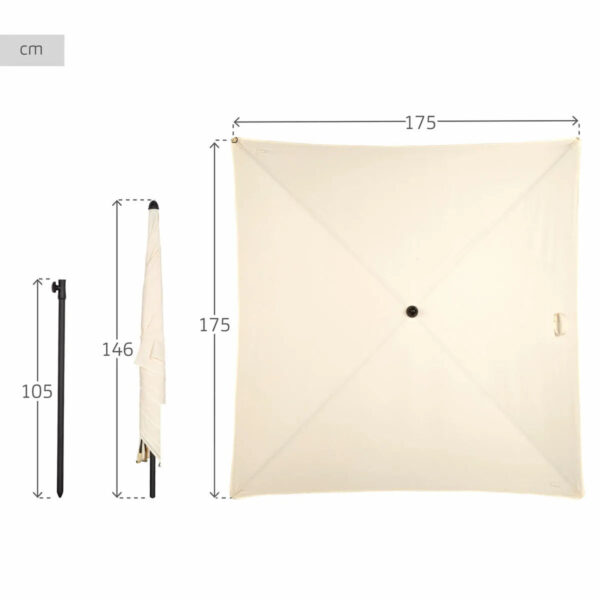 Aktive Parasol de Jardín Beige 175 × 175 cm Mástil Centrado