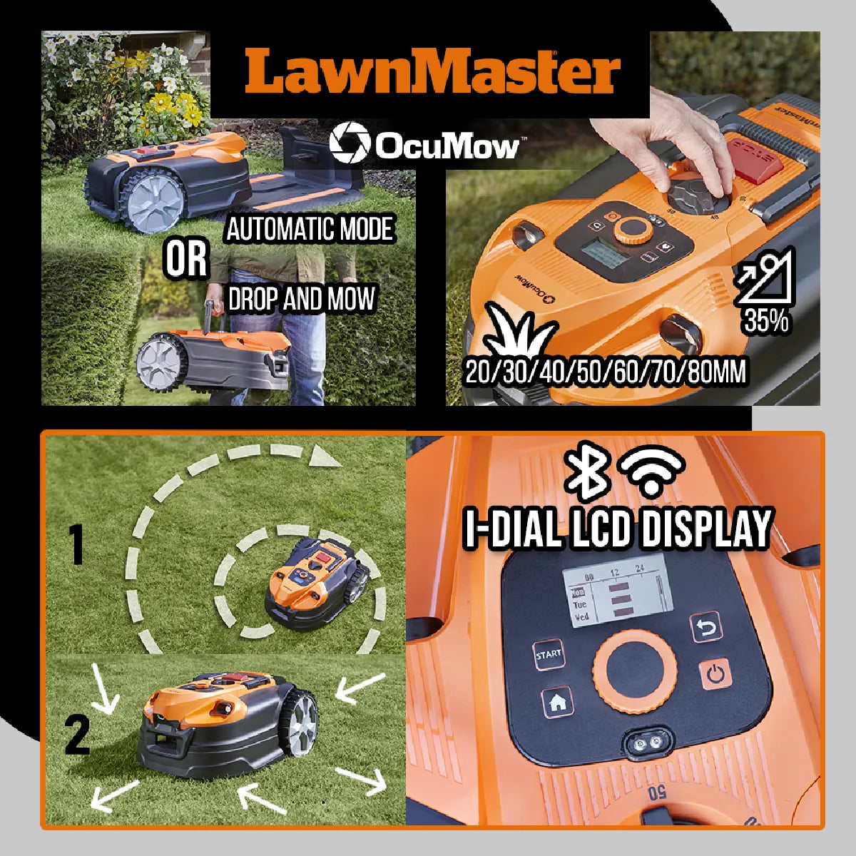 Lawnmaster Robot Cortacésped 24V sin Cable con Estación 600 m² - Imagen 4