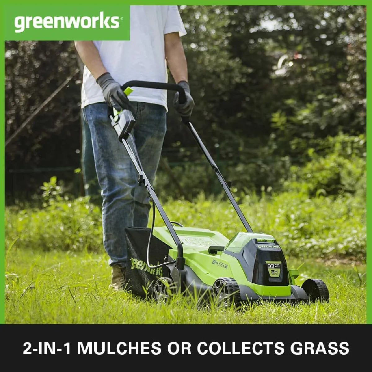Greenworks Cortacésped a Batería 24 V con Recogedor 30 L - Imagen 3