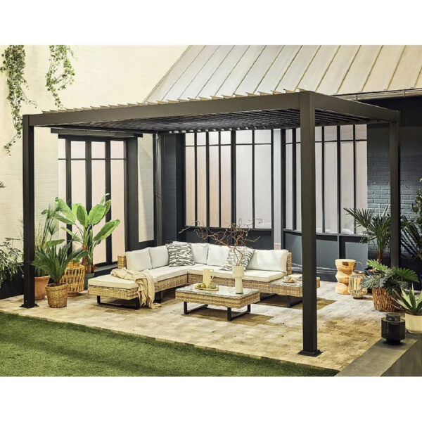 Bestmobilier CHERRY 2458GANT Pergola Bioclimática Lamas Orientables Anthracite 4x3m
