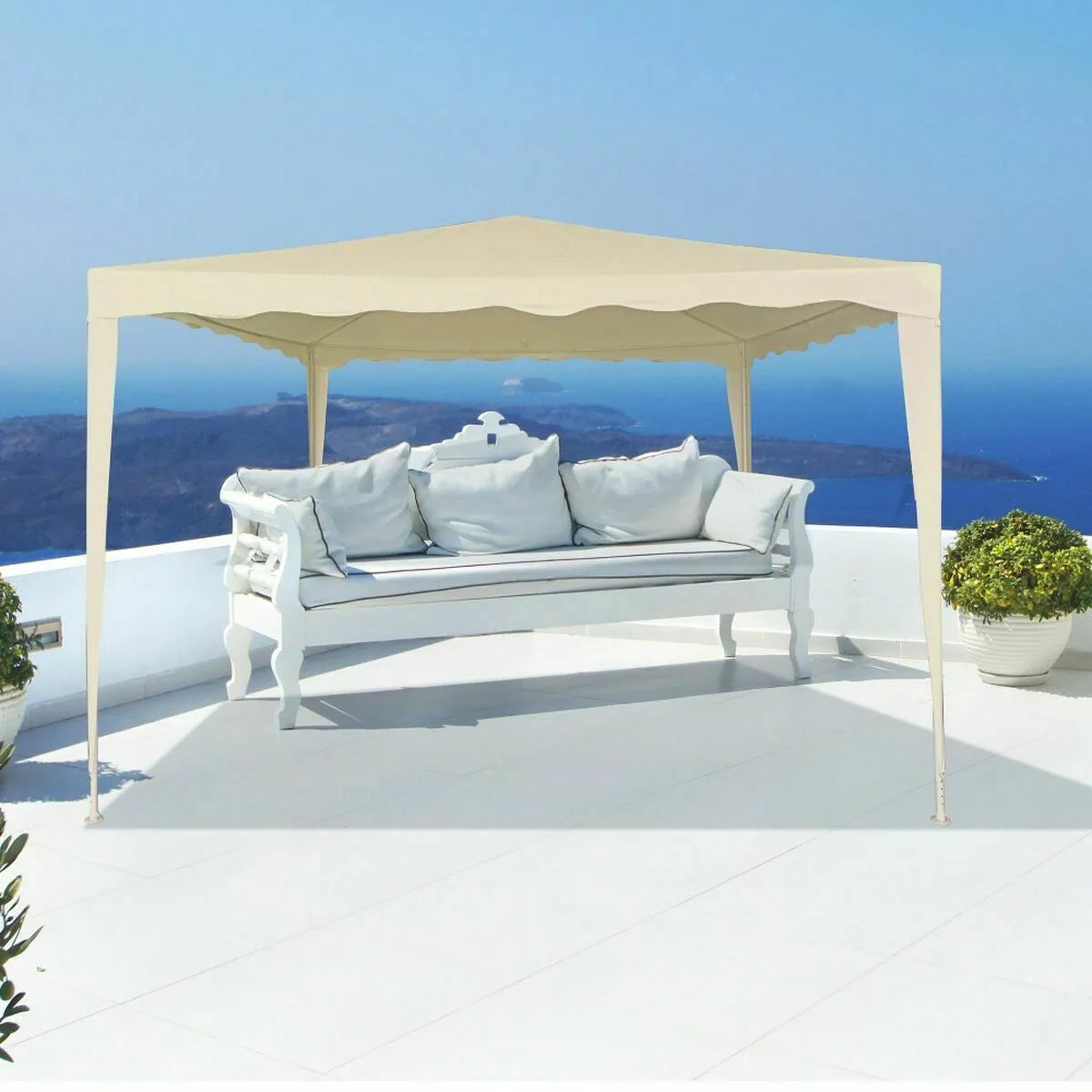 Aktive Pergola Carpa Crema 3x3 M Estructura Acero Tela Retráctil - Imagen 4