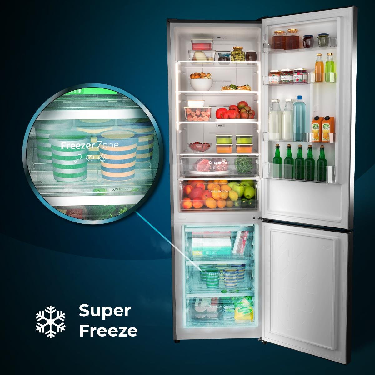 Cecotec Bolero CoolMarket Frigorífico Combi Inox 322 L - Imagen 9