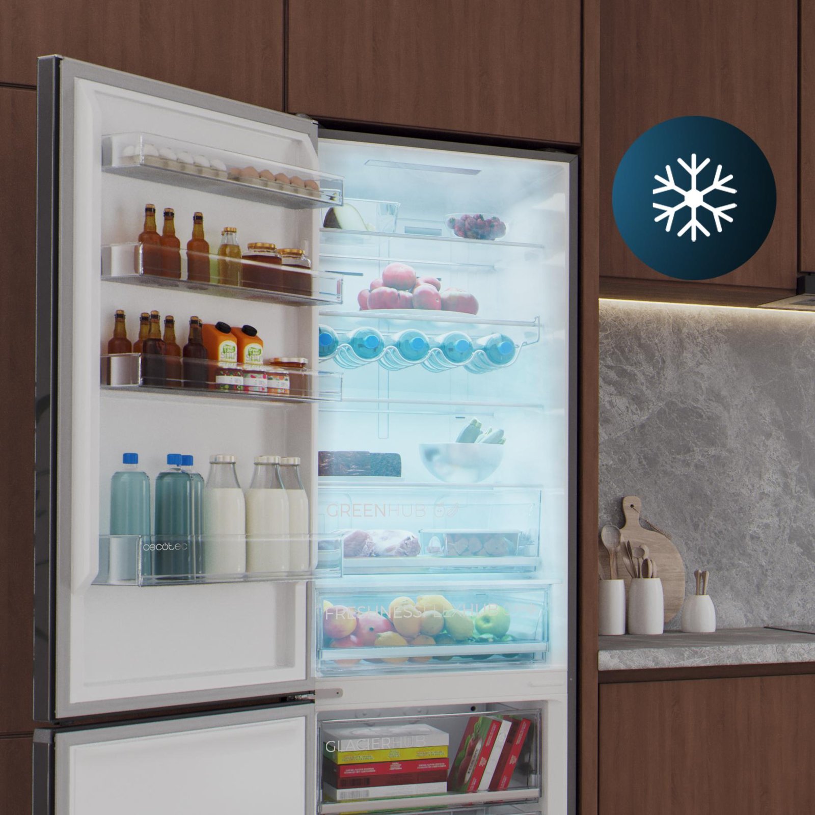 Cecotec Bolero CoolMarket 456 L Frigorífico Black Glass Max Inside - Imagen 9