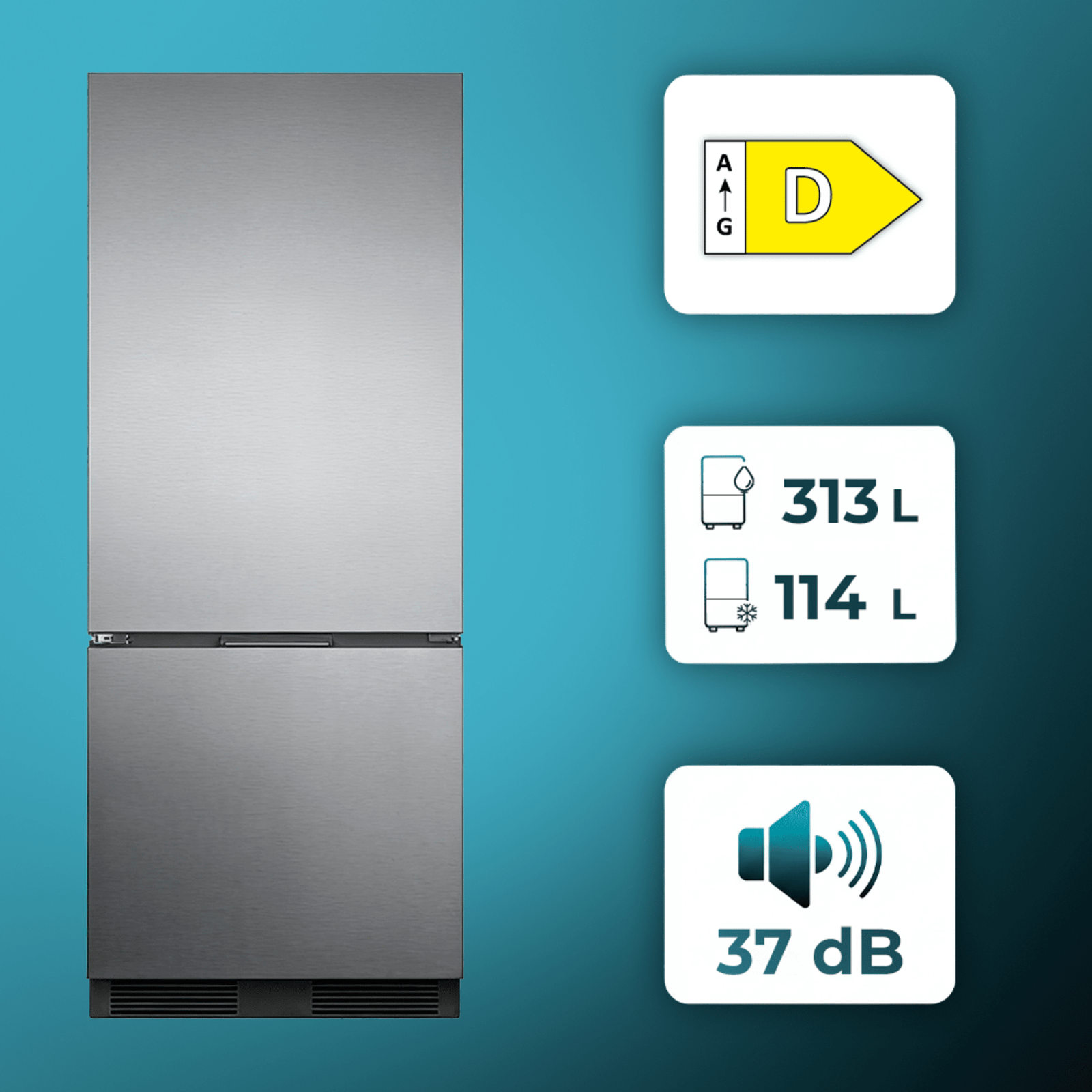 Cecotec Bolero CoolSilver 427L Frigorífico Combi Acabado Elite Grey - Imagen 5