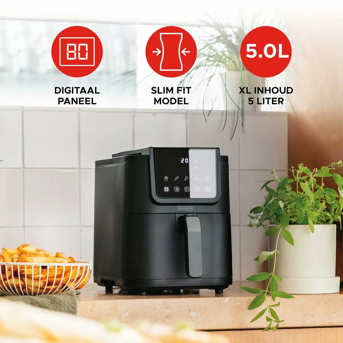 Friteuse à Air Bourgini 184170 Noir 1500 W 5 L - Imagen 3