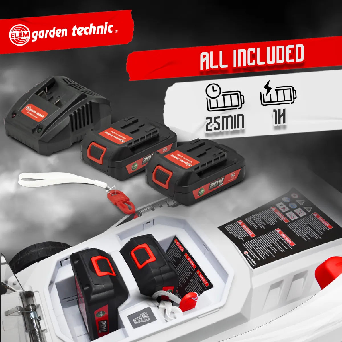 Elem Garden Technic 40V Cortacésped Eléctrico Baterías 4 Ah - Imagen 4