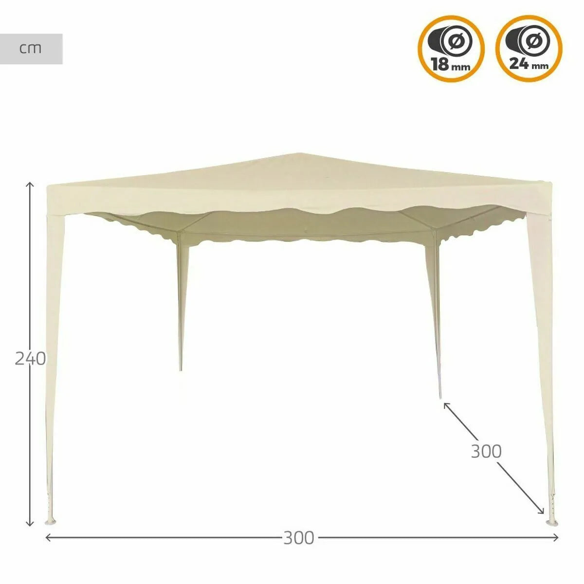 Aktive Pergola Carpa Crema 3x3 M Estructura Acero Tela Retráctil - Imagen 3