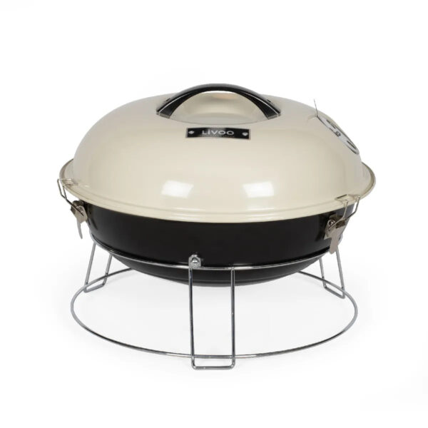Livoo DOC301 Barbacoa de Carbón 38 cm Beige Acero Esmaltado