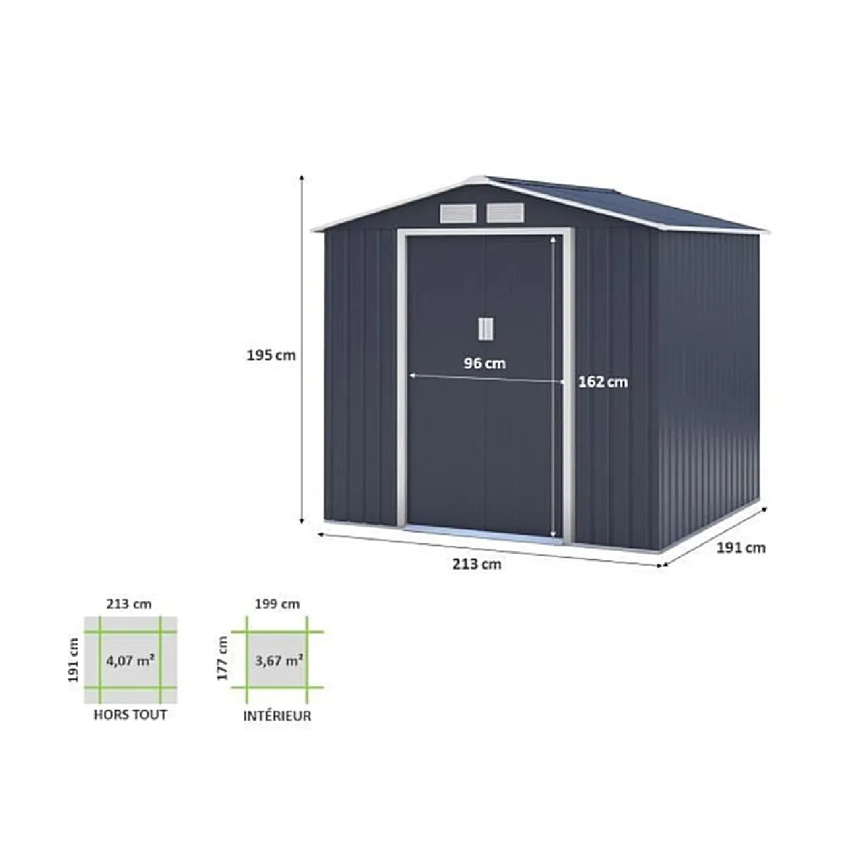 Archer B Cobertizo de Jardín Gris Anthracite 4.07 m² - Imagen 3