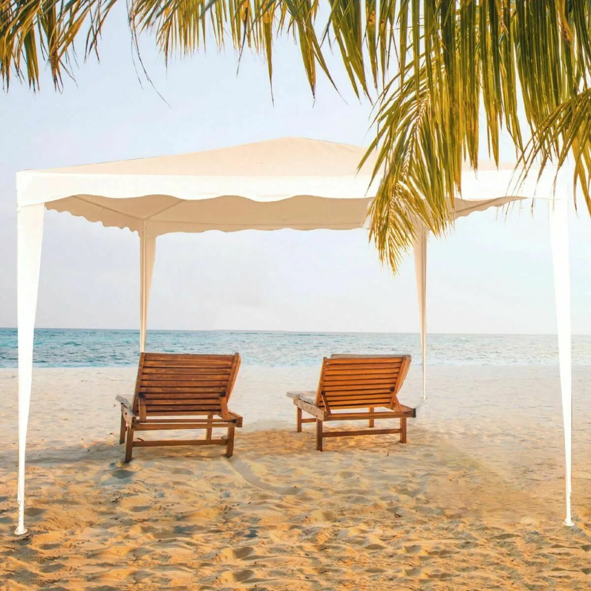Aktive Pergola Carpa Crema 3x3 M Estructura Acero Tela Retráctil - Imagen 2