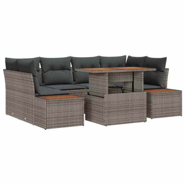 Conjunto de sofás de jardín 9 uds. Gris y marrón