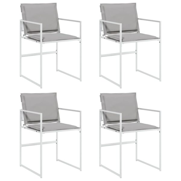 Sillas de jardín con cojines 4 uds acero y textilene blanco